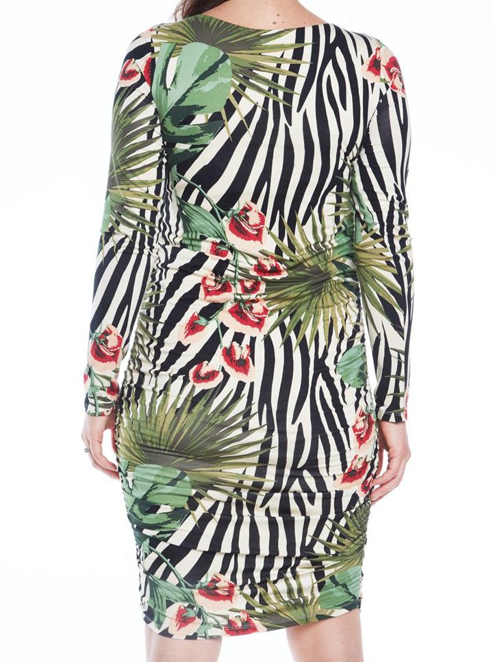 Green and black sales long sleeve dress