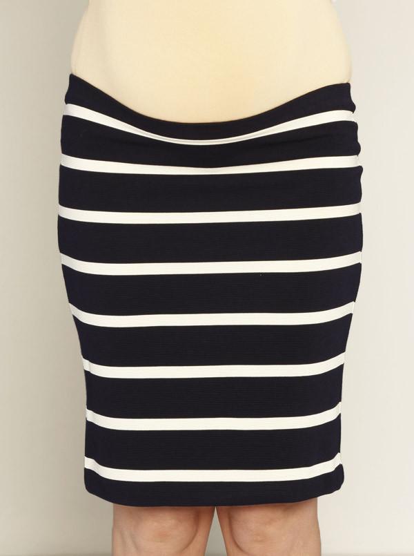 Maternity Fitted Cut Stretchy Casual Skirt in Navy Stripes - Angel Maternity - Maternity clothes - shop online (10088253382)