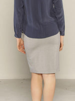Angel Maternity Straight Cut Ponti Work Skirt in Silver Grey (10013448902)