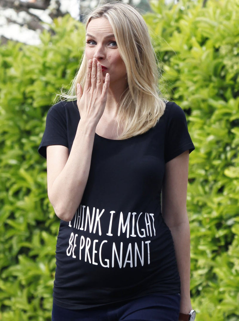 Basic Maternity Slogan Fitted Tee - I Think I might Be Pregnant - Angel Maternity - Maternity clothes - shop online