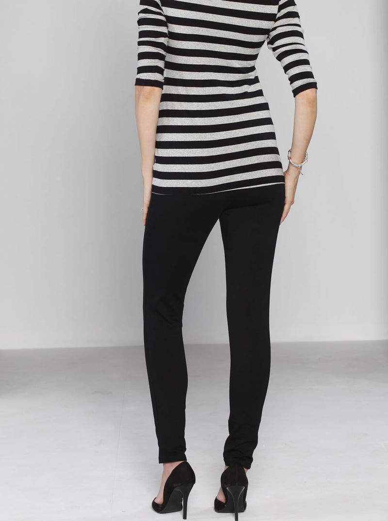 Fitted Cotton Twill Cropped Pants in Black - Angel Maternity - Maternity clothes - shop online