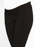 Fitted Cotton Twill Cropped Pants in Black - Angel Maternity - Maternity clothes - shop online