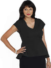 Maternity Dressy Short Sleeve Work Top - Black/ White - Angel Maternity - Maternity clothes - shop online