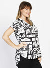 Angel Maternity Relax Fit Short Sleeve Blouse - Black & White Print