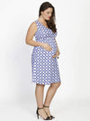 Angel Maternity V-Neck Chiffon Sleeveless Dress in Blue & White