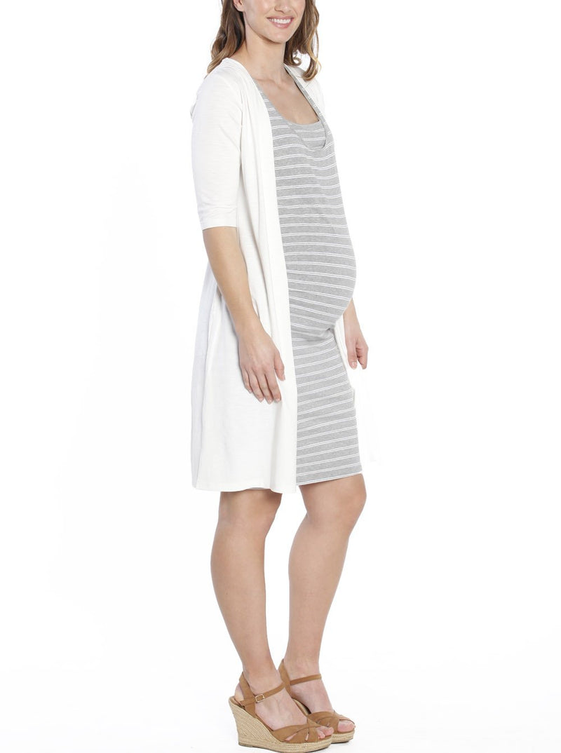 Maternity Long Lounge Cardigan in White - Angel Maternity - Maternity clothes - shop online