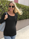 Ruby Joy Maternity Ruching Body Hugging Tee Top - Jet Black - Angel Maternity - Maternity clothes - shop online