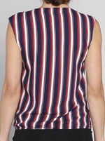 Maternity Round Neck Top in Red and Blue Stripes
