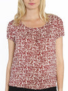 Maternity Round Neck Work Top - Red Print