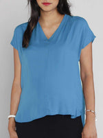 Relax Fit Short Sleeve Blouse - Light Blue - Angel Maternity - Maternity clothes - shop online