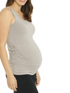 Maternity Bamboo Fitted Tank with Side Ruching - Grey