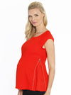 Stretchy Maternity Work Top with Side Zipper Opening - Tangerine - Angel Maternity - Maternity clothes - shop online