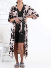 Maternity Half Sleeve Duster Long Cardigan - Pink & Black Flowers - Angel Maternity - Maternity clothes - shop online