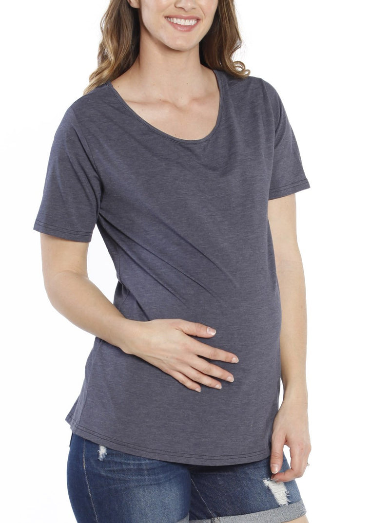 Maternity Adjustable Cross String Back Casual Cotton Top - Navy - Angel Maternity - Maternity clothes - shop online
