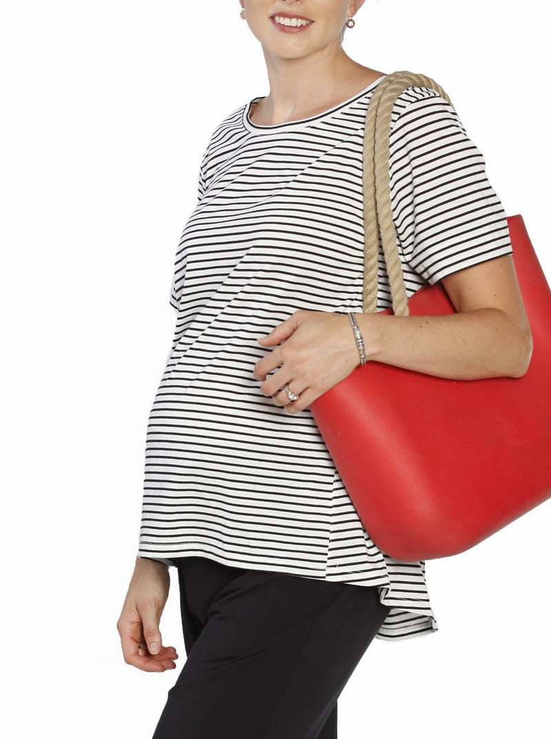 Maternity Adjustable Cross String Back Casual Top - Stripes - Angel Maternity - Maternity clothes - shop online