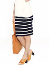 Maternity Fitted Cut Stretchy Casual Skirt in Navy Stripes - Angel Maternity - Maternity clothes - shop online (10088253382)
