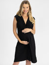 Irene Maternity Front Knot Knee Length Dress - Black front