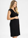 Irene Maternity Front Knot Knee Length Dress - Black side