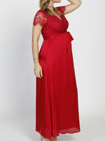 Maternity Formal Party Lace Dress - Red