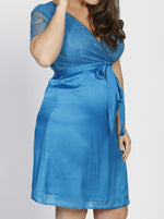 Maternity Mid Length Lace Party Dress - Teal