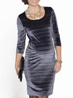 Maternity Long Sleeve Fitted Party Dress -Silver Velvet