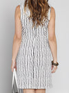 Maternity Sleeveless Summer Fitted Pencil Dress - Black & White Stripes