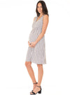 Maternity V-Neck Chiffon Dress in Black & White Stripes - Angel Maternity - Maternity clothes - shop online