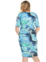 Maternity Bodycon Half Sleeve Print Dress - Blue Print