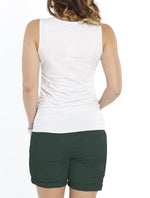 Maternity High Waist Cotton Shorts - Bottle Green - Angel Maternity - Maternity clothes - shop online
