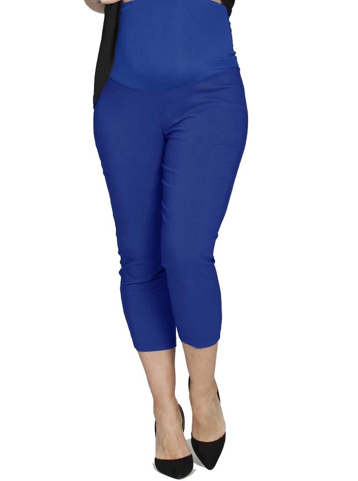 Cropped Stretchy Maternity Pants in Royal Azure Blue - Angel Maternity - Maternity clothes - shop online