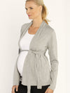 Maternity Roll Collar Knitted Cardigan with Waist Tie - Grey - Angel Maternity - Maternity clothes - shop online