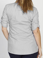 Maternity Roll Up Sleeve Shirt - Light Grey Stripes