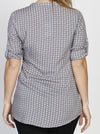 Maternity Cotton Roll Up Sleeve Nursing Shirt - Brown Rice Spots