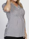 Maternity Cotton Roll Up Sleeve Nursing Shirt - Brown Rice Spots
