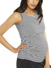 Nursing Sleeveless Pull Up Tank Top - Black Stripes