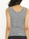 Nursing Sleeveless Pull Up Tank Top - Black Stripes