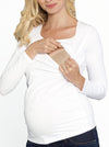 Basic Breastfeeding Long Sleeve Tee - White/ Black/ Navy/ Grey - Angel Maternity - Maternity clothes - shop online