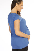 Breastfeeding Petal Front Short Sleeve Nursing Top  - Deep Violet - Angel Maternity - Maternity clothes - shop online