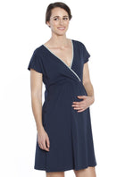 Hospital Birthing Gown/Night Dress with Nursing Access - Dark Navy - Angel Maternity - Maternity clothes - shop online