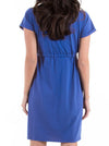 Maternity & Nursing Drawstring Dress - Blue
