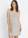 Nursing Sleeveless Nightie Dress - Grey Stripes